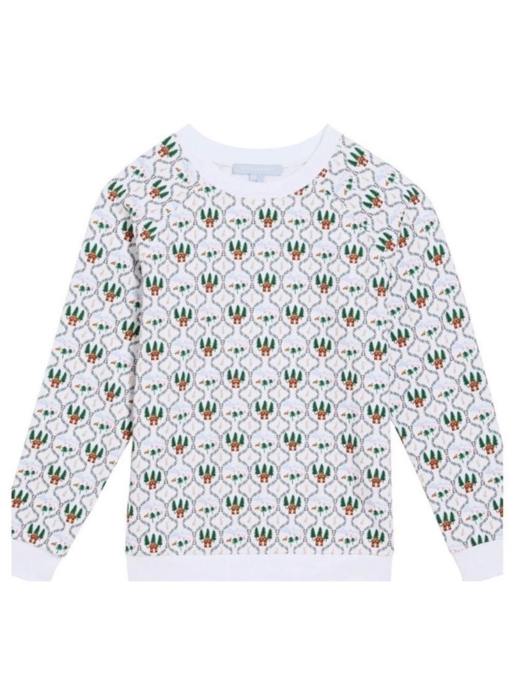 HILL HOUSE HOME All Gender Teddy Crew Neck Sweatshirt White Ski Chalet M Medium